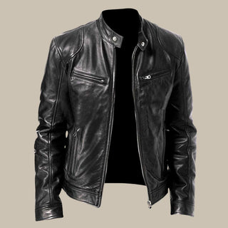 Ganti Biker Jacke | Stilvolle PU-Lederjacke für Herren mit Reißverschluss