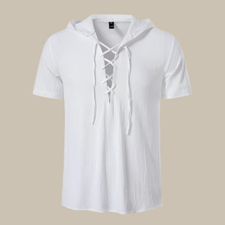 T-Shirt für Herren - Leinen-Optik Armloses T-Shirt mit Kapuze für Sommer