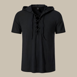 T-Shirt für Herren - Leinen-Optik Armloses T-Shirt mit Kapuze für Sommer