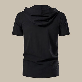 T-Shirt für Herren - Leinen-Optik Armloses T-Shirt mit Kapuze für Sommer