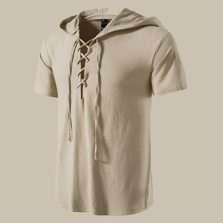 T-Shirt für Herren - Leinen-Optik Armloses T-Shirt mit Kapuze für Sommer