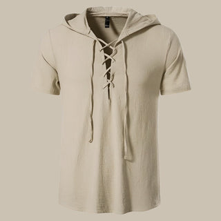 T-Shirt für Herren - Leinen-Optik Armloses T-Shirt mit Kapuze für Sommer
