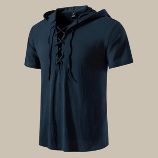 T-Shirt für Herren - Leinen-Optik Armloses T-Shirt mit Kapuze für Sommer