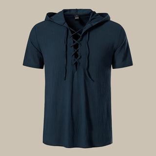 T-Shirt für Herren - Leinen-Optik Armloses T-Shirt mit Kapuze für Sommer