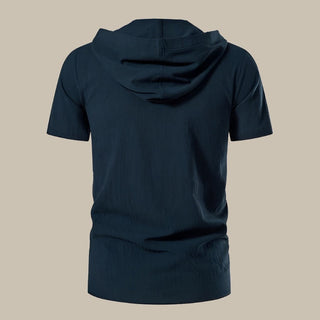 T-Shirt für Herren - Leinen-Optik Armloses T-Shirt mit Kapuze für Sommer
