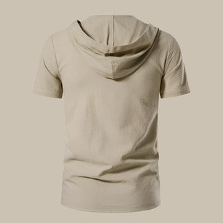 T-Shirt für Herren - Leinen-Optik Armloses T-Shirt mit Kapuze für Sommer