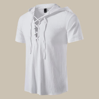 T-Shirt für Herren - Leinen-Optik Armloses T-Shirt mit Kapuze für Sommer