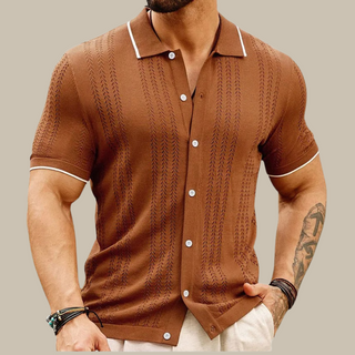 Ganti Capri Shirt | Stilvolles gestricktes Hemd mit kurzen Ärmeln und Kragen für Herren