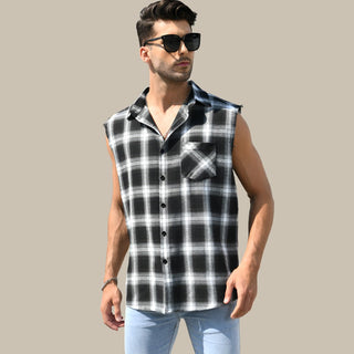 Muscle Hemd für Herren - Muscle-Fit karierte Tank-Top-Bluse für den Sommer
