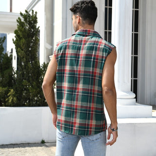 Muscle Hemd für Herren - Muscle-Fit karierte Tank-Top-Bluse für den Sommer