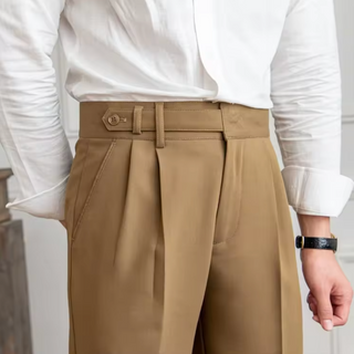 Capri Stoffhose für Herren - Stilvolles Anzughosen mit Falten