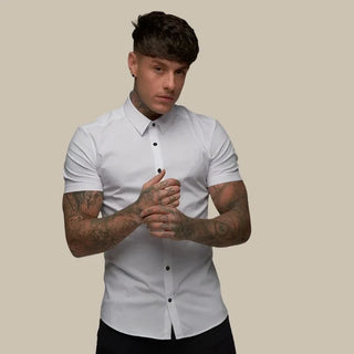 Muskel T-shirt für Herren - Premium Stretch Kurzarmhemd für Sommer