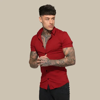 Muskel T-shirt für Herren - Premium Stretch Kurzarmhemd für Sommer