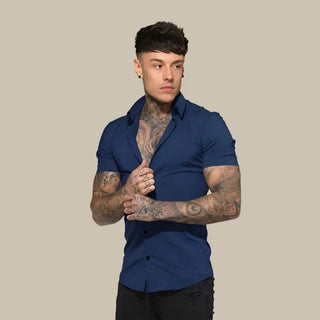Muskel T-shirt für Herren - Premium Stretch Kurzarmhemd für Sommer