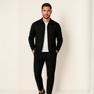 Waffelstrick Zweiteiler - Premium Jacke mit Hose Set für Herren