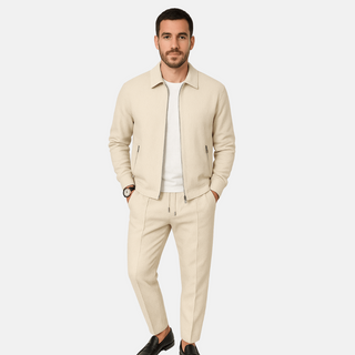Lounge Zweiteiler für den Herbst - Stilvolle Twin Set mit Strickjacke und Hose für Herren