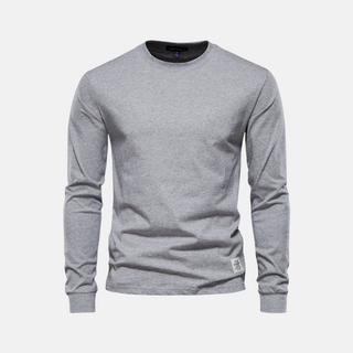 Langarmshirt für den Herbst - Casual Baumwoll-Langarmshirt mit Rundhalsausschnitt für Herren