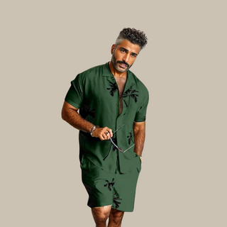 Ganti Beach Set | Beliebtes zweiteiliges Palm Set mit kurzärmeligem Hemd und passenden Shorts für Männer