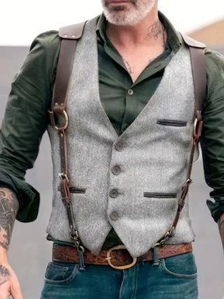 Trachtenweste für Herren - Retro Gilet-Weste mit Schulterholster