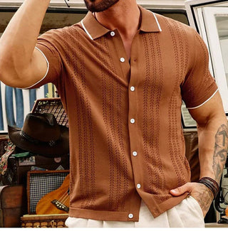 Ganti Capri Shirt | Stilvolles gestricktes Hemd mit kurzen Ärmeln und Kragen für Herren