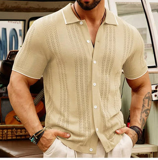 Ganti Capri Shirt | Stilvolles gestricktes Hemd mit kurzen Ärmeln und Kragen für Herren