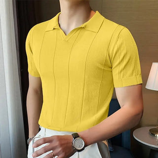 Poloshirt für Herren - Gestricktes Poloshirt mit kurzen Ärmeln für den Sommer