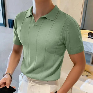 Poloshirt für Herren - Gestricktes Poloshirt mit kurzen Ärmeln für den Sommer