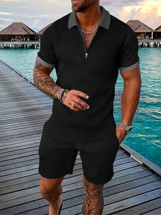 Zweiteiler für Herren - Leichte Set mit Poloshirt und Shorts für Sommer