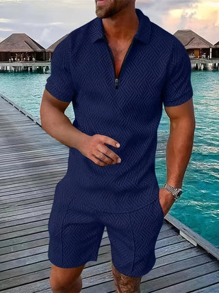 Zweiteiler für Herren - Leichte Set mit Poloshirt und Shorts für Sommer