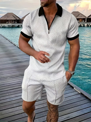 Zweiteiler für Herren - Leichte Set mit Poloshirt und Shorts für Sommer