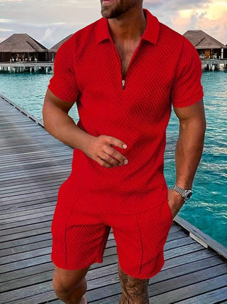 Zweiteiler für Herren - Leichte Set mit Poloshirt und Shorts für Sommer