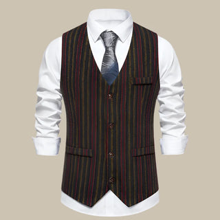 Ganti Oxford Trachtenwesten | Klassisches Vintage ärmelloses gestreiftes Tweed-Gilet für Herren