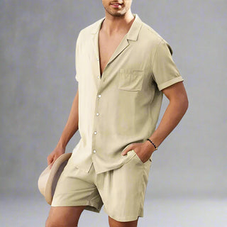 Zweiteiler für Herren - Stillvolles Sommer Set mit Kurzarm Hemd und Shorts