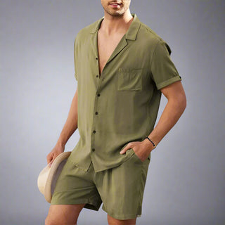 Zweiteiler für Herren - Stillvolles Sommer Set mit Kurzarm Hemd und Shorts