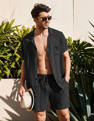 Zweiteiler für Herren - Stillvolles Sommer Set mit Kurzarm Hemd und Shorts