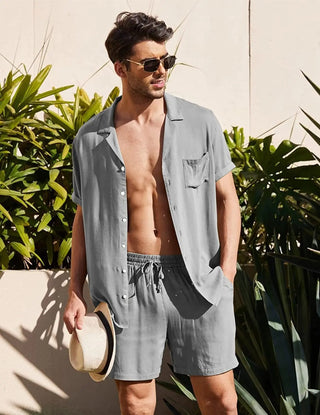 Zweiteiler für Herren - Stillvolles Sommer Set mit Kurzarm Hemd und Shorts