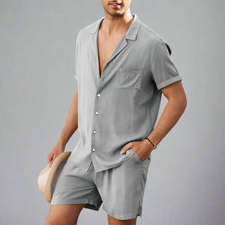Zweiteiler für Herren - Stillvolles Sommer Set mit Kurzarm Hemd und Shorts