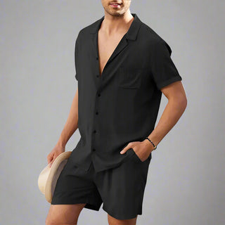 Zweiteiler für Herren - Stillvolles Sommer Set mit Kurzarm Hemd und Shorts