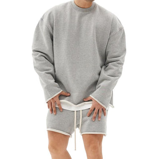 Ganti Loungewear | Plain Casual Zweiteiliges Set mit übergroßem Sweatshirt und Shorts für Männer