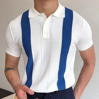 Poloshirt für Herren - Premium Polo aus Strick mit Streifendesign für Sommer