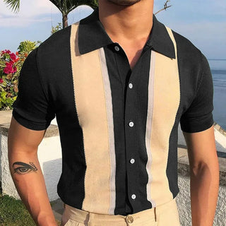 Poloshirt für Herren - Premium Polo aus Strick mit Streifendesign für Sommer