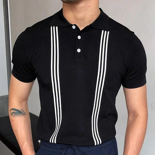 Poloshirt für Herren - Premium Polo aus Strick mit Streifendesign für Sommer