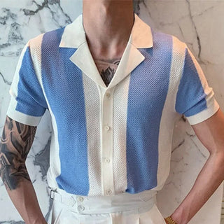Poloshirt für Herren - Premium Polo aus Strick mit Streifendesign für Sommer