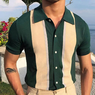 Poloshirt für Herren - Premium Polo aus Strick mit Streifendesign für Sommer