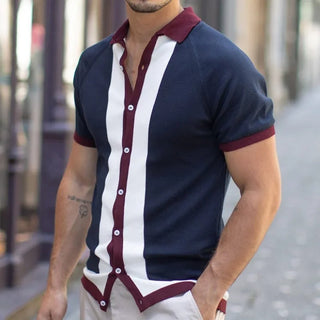 Poloshirt für Herren - Premium Polo aus Strick mit Streifendesign für Sommer