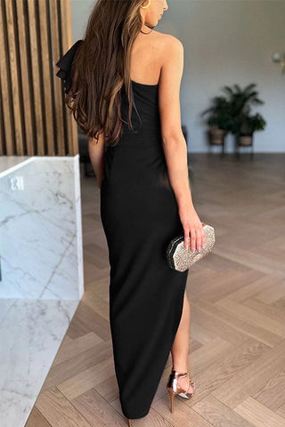 Abendkleid für Damen - Elegantes One-Shoulder Volantkleid für Hochzeiten