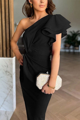 Abendkleid für Damen - Elegantes One-Shoulder Volantkleid für Hochzeiten