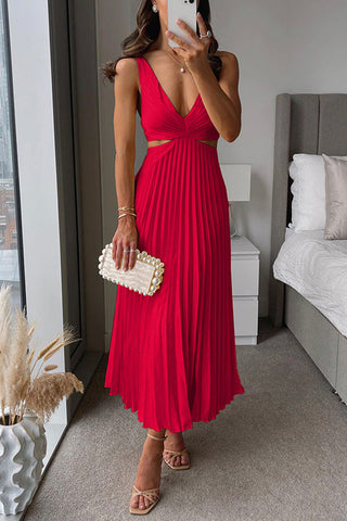 Abendkleid für Damen - Plissiertes Sommerkleid mit Cut-Outs