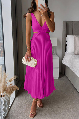 Abendkleid für Damen - Plissiertes Sommerkleid mit Cut-Outs