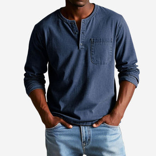 Henley T-Shirt - Premium Langarm T-Shirt für Herren